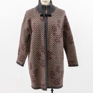 Vintage 70s S Italian Wool Print Sweater Jacket